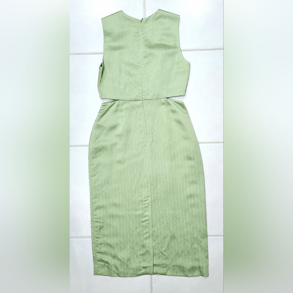 SANDRO Abby Sleeveless Midi Dress Cut-Out Metallic Pinstripe Sz 40 US 8 NWT - Picture 6 of 16